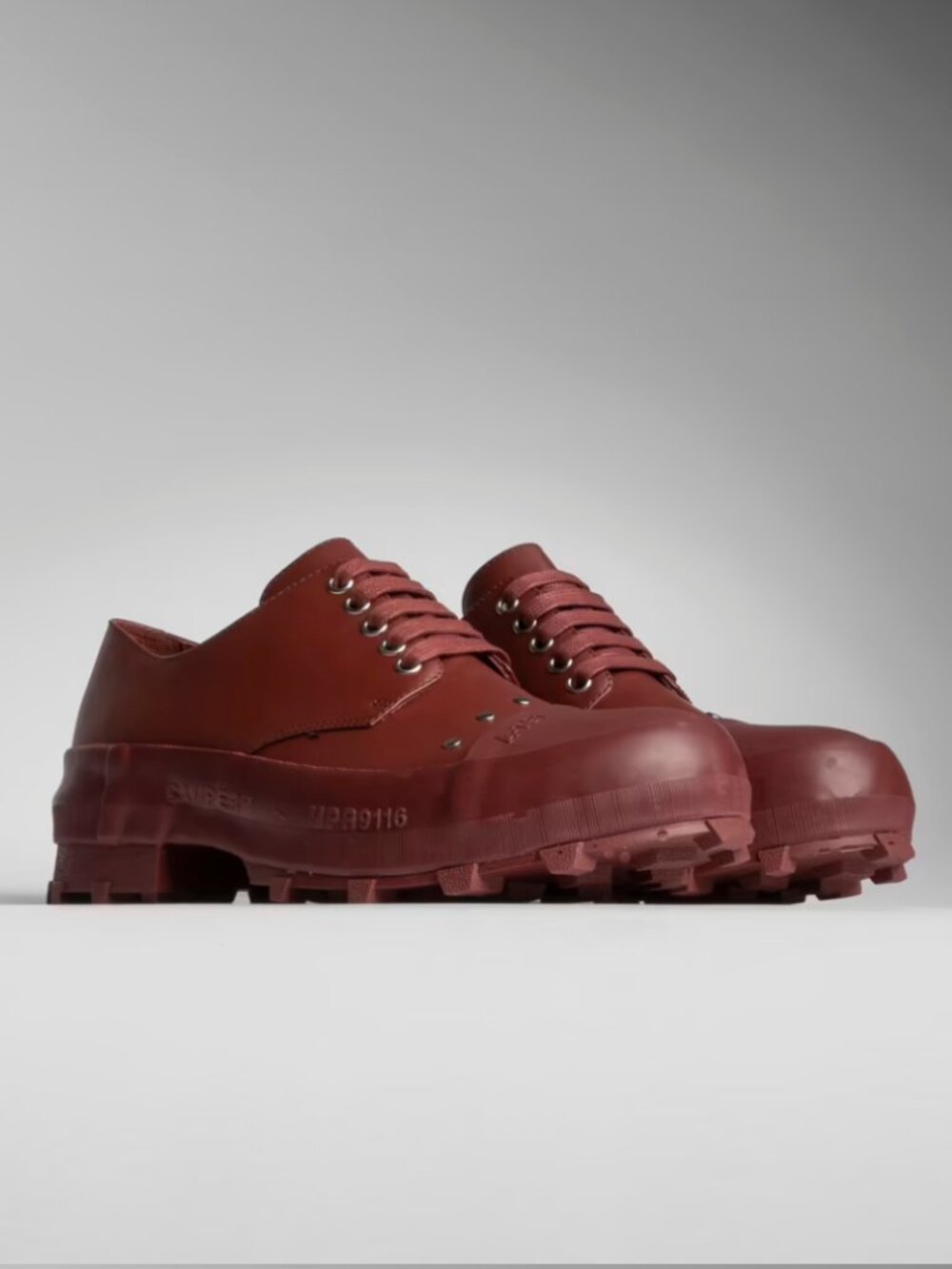 CAMPER Traktori Derby Shoes Studded Maroon Rocker Laceup Oxfords sz EU40/US9